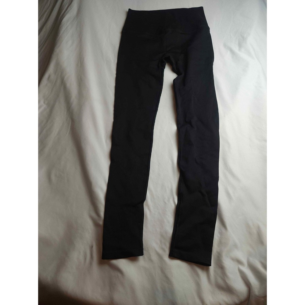 Alo Yoga Mindful Movement Black Ribbed High Waist Leggings Womens Small
